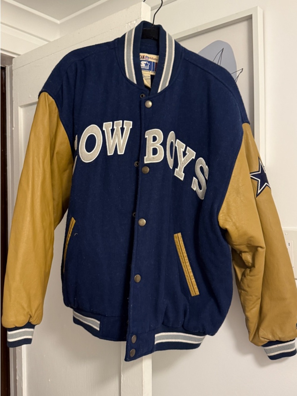 Vintage 'Cowboys' Navy & Brown Letterman Jacket